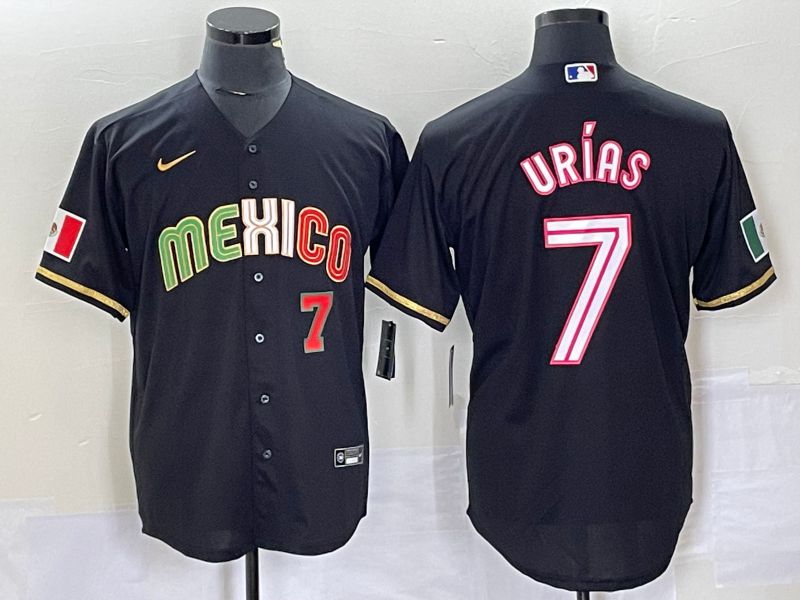 Men 2023 World Cub Mexico #7 Urias Black pink Nike MLB Jersey20